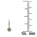 0.70 Carat (ctw) 10K Rose Gold Round Emerald & White Diamond Ladies Halo Style Dangling Drop Earrings 3/4 CT