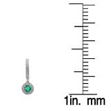 0.70 Carat (ctw) 10K White Gold Round Emerald & White Diamond Ladies Halo Style Dangling Drop Earrings 3/4 CT