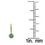 0.70 Carat (ctw) 18K Yellow Gold Round Emerald & White Diamond Ladies Halo Style Dangling Drop Earrings 3/4 CT