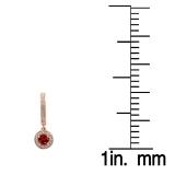 0.70 Carat (ctw) 10K Rose Gold Round Garnet & White Diamond Ladies Halo Style Dangling Drop Earrings 3/4 CT