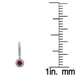 0.70 Carat (ctw) 10K White Gold Round Garnet & White Diamond Ladies Halo Style Dangling Drop Earrings 3/4 CT