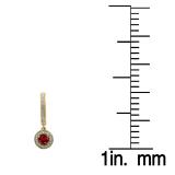 0.70 Carat (ctw) 10K Yellow Gold Round Garnet & White Diamond Ladies Halo Style Dangling Drop Earrings 3/4 CT