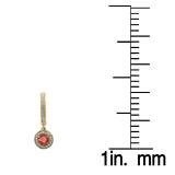 0.70 Carat (ctw) 10K Yellow Gold Round Ruby & White Diamond Ladies Halo Style Dangling Drop Earrings 3/4 CT