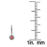 0.70 Carat (ctw) 18K White Gold Round Ruby & White Diamond Ladies Halo Style Dangling Drop Earrings 3/4 CT
