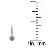 0.70 Carat (ctw) 10K White Gold Round Tanzanite & White Diamond Ladies Halo Style Dangling Drop Earrings 3/4 CT