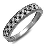 0.33 Carat (ctw) 10K Black Rhodium Plated White Gold Round Black & White Diamond Ladies Anniversary Band Wedding Ring 1/3 CT