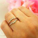 0.10 Carat (ctw) 10K White Gold Round Emerald & White Diamond Ladies Anniversary Wedding Band Guard Double Ring 1/10 CT