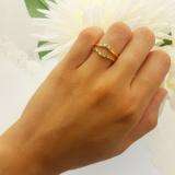 0.10 Carat (ctw) 14K Yellow Gold Round Emerald & White Diamond Ladies Anniversary Wedding Band Guard Double Ring 1/10 CT