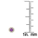 1.50 Carat (ctw) 10K Yellow Gold Round Cut Amethyst & White Diamond Ladies Halo Style Stud Earrings 1 1/2 CT