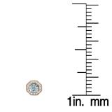 1.50 Carat (ctw) 14K Rose Gold Round Cut Aquamarine & White Diamond Ladies Halo Style Stud Earrings 1 1/2 CT