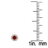 1.50 Carat (ctw) 14K Rose Gold Round Cut Garnet & White Diamond Ladies Halo Style Stud Earrings 1 1/2 CT