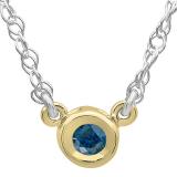 0.33 Carat (ctw) 14K Yellow Gold Round Blue Diamond Ladies Bezel Set Solitaire Pendant 1/3 CT