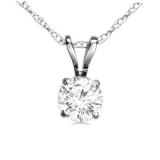 0.25 Carat (ctw) 14K White Gold Round White Diamond Ladies Solitaire Pendant 1/4 CT