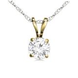 0.25 Carat (ctw) 14K Yellow Gold Round White Diamond Ladies Solitaire Pendant 1/4 CT