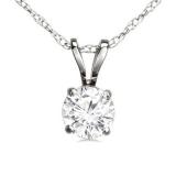 0.50 Carat (ctw) 10K White Gold Round White Diamond Ladies Solitaire Pendant 1/2 CT