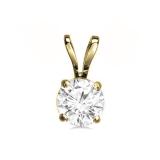 0.50 Carat (ctw) 10K Yellow Gold Round White Diamond Ladies Solitaire Pendant 1/2 CT