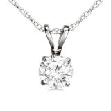 0.74 Carat (ctw) 14K White Gold Round White Diamond Ladies Solitaire Pendant 3/4 CT