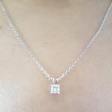 0.25 Carat (ctw) 10K Rose Gold Princess Cut White Diamond Ladies Solitaire Pendant 1/4 CT