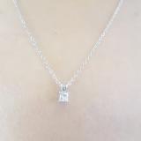 0.25 Carat (ctw) 10K White Gold Princess Cut White Diamond Ladies Solitaire Pendant 1/4 CT