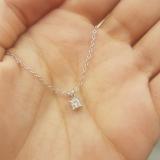 0.25 Carat (ctw) 10K White Gold Princess Cut White Diamond Ladies Solitaire Pendant 1/4 CT