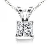 0.50 Carat (ctw) 10K White Gold Princess Cut White Diamond Ladies Solitaire Pendant 1/2 CT