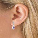 1.50 Carat (ctw) 10K White Gold Round Cut Amethyst & White Diamond Ladies Dangling Drop Earrings 1 1/2 CT