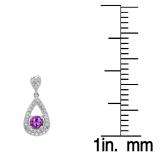 1.50 Carat (ctw) 10K White Gold Round Cut Amethyst & White Diamond Ladies Dangling Drop Earrings 1 1/2 CT