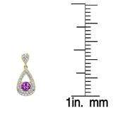 1.50 Carat (ctw) 14K Yellow Gold Round Cut Amethyst & White Diamond Ladies Dangling Drop Earrings 1 1/2 CT