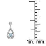 1.50 Carat (ctw) 10K White Gold Round Cut Aquamarine & White Diamond Ladies Dangling Drop Earrings 1 1/2 CT