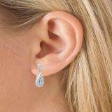 1.50 Carat (ctw) 14K White Gold Round Cut Aquamarine & White Diamond Ladies Dangling Drop Earrings 1 1/2 CT