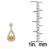 1.50 Carat (ctw) 14K Yellow Gold Round Cut Citrine & White Diamond Ladies Dangling Drop Earrings 1 1/2 CT