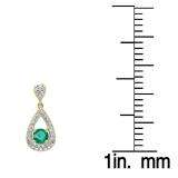 1.50 Carat (ctw) 10K Yellow Gold Round Cut Emerald & White Diamond Ladies Dangling Drop Earrings 1 1/2 CT
