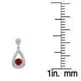 1.50 Carat (ctw) 10K White Gold Round Cut Garnet & White Diamond Ladies Dangling Drop Earrings 1 1/2 CT
