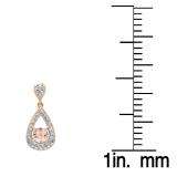 1.50 Carat (ctw) 10K Rose Gold Round Cut Morganite & White Diamond Ladies Dangling Drop Earrings 1 1/2 CT