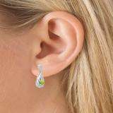 1.50 Carat (ctw) 10K White Gold Round Cut Peridot & White Diamond Ladies Dangling Drop Earrings 1 1/2 CT