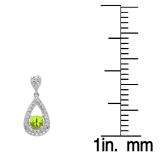 1.50 Carat (ctw) 10K White Gold Round Cut Peridot & White Diamond Ladies Dangling Drop Earrings 1 1/2 CT