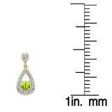 1.50 Carat (ctw) 14K Yellow Gold Round Cut Peridot & White Diamond Ladies Dangling Drop Earrings 1 1/2 CT