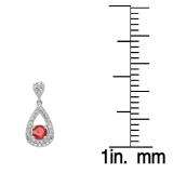 1.50 Carat (ctw) 10K White Gold Round Cut Ruby & White Diamond Ladies Dangling Drop Earrings 1 1/2 CT