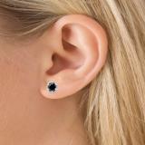 1.95 Carat (ctw) 18K White Gold Round Cut Black & White Diamond Ladies Flower Shape Cluster Fashion Stud Earrings 2 CT