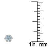1.95 Carat (ctw) 10K White Gold Round Cut Aquamarine & White Diamond Ladies Flower Shape Cluster Fashion Stud Earrings 2 CT