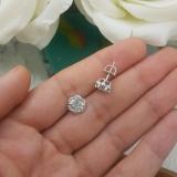 1.95 Carat (ctw) 10K White Gold Round Cut Aquamarine & White Diamond Ladies Flower Shape Cluster Fashion Stud Earrings 2 CT