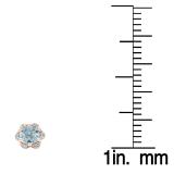1.95 Carat (ctw) 14K Rose Gold Round Cut Aquamarine & White Diamond Ladies Flower Shape Cluster Fashion Stud Earrings 2 CT