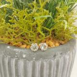 1.95 Carat (ctw) 14K Rose Gold Round Cut Aquamarine & White Diamond Ladies Flower Shape Cluster Fashion Stud Earrings 2 CT