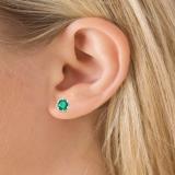 1.95 Carat (ctw) 10K Yellow Gold Round Cut Emerald & White Diamond Ladies Flower Shape Cluster Fashion Stud Earrings 2 CT