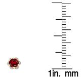 1.95 Carat (ctw) 10K Yellow Gold Round Cut Garnet & White Diamond Ladies Flower Shape Cluster Fashion Stud Earrings 2 CT