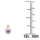 1.10 Carat (ctw) 10K Yellow Gold Round Cut Amethyst & White Diamond Ladies Halo Style Drop Earrings 1 CT