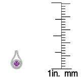 1.10 Carat (ctw) 18K White Gold Round Cut Amethyst & White Diamond Ladies Halo Style Drop Earrings 1 CT