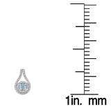 1.10 Carat (ctw) 18K White Gold Round Cut Aquamarine & White Diamond Ladies Halo Style Drop Earrings 1 CT