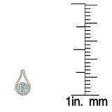 1.10 Carat (ctw) 18K Yellow Gold Round Cut Aquamarine & White Diamond Ladies Halo Style Drop Earrings 1 CT