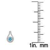 1.10 Carat (ctw) 18K White Gold Round Cut Blue Topaz & White Diamond Ladies Halo Style Drop Earrings 1 CT
